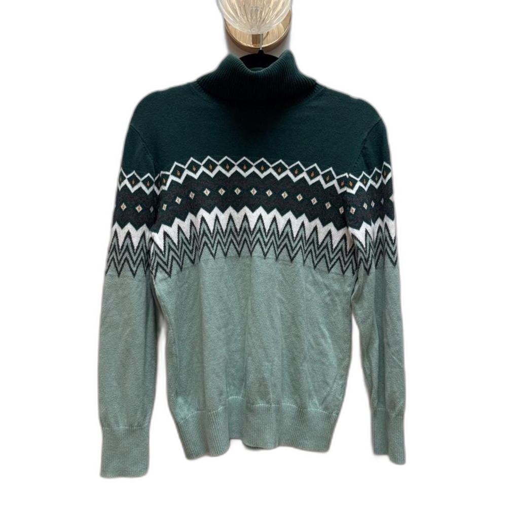 L.L. Bean Women's Green and Teal Turtleneck